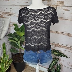 Black lace blouse.